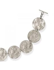 MMA Silver - 8.25 inch Hammered Disc Toggle Bracelet