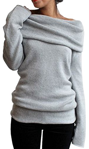 Merryfun women s spring off-shoulder pullover sweater b…