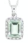 1.55ct Emerald Cut Green Amethyst and Diamond Gemstone Pendant in 10Kt White Gold w/chain