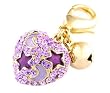 PURELY CHARMING Pet Collar Charm with Handset Swarovski Crystals & Enamel - Moon&Star Heart, Lilac