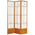 All Wood Oak Furniture - 84" Eudes Room Divider Japanese Shoji Folding Screen - Honey 3 Panel