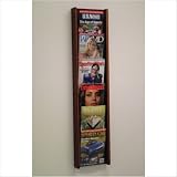 6 Pocket Oak & Acrylic Magazine Wall Rack, Medium Oak Finish, 48H