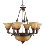Crystorama 9306-ES Oxford 9 - Light Center Bowl Chandelier with Amber Glass in E
