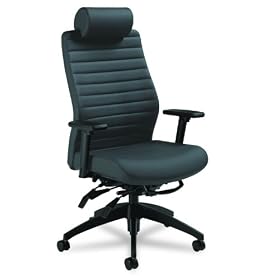 Global 28503SO47 - Aspen Series Executive Back Multi-Tilt Chair w/Headrest, Onyx Vinyl-GLB28503SO47