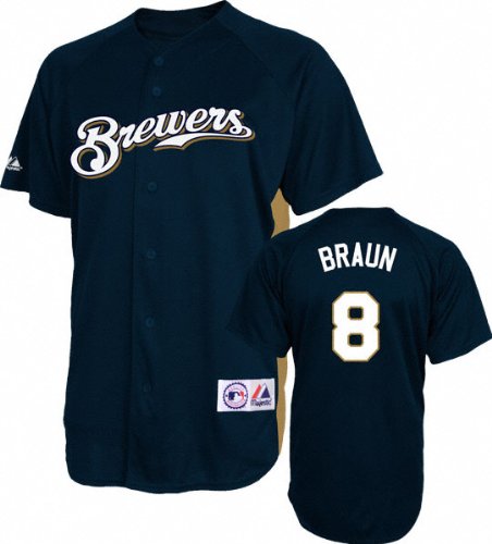 Ryan Braun Adult Navy #8 Milwaukee Brewers Player Jersey