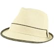 100% Cotton Summer 2 Tone Fedora Trilby Hat Natural M/L