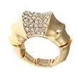 Chunky Goldtone and Clear Crystal Stretch Fashion Ring