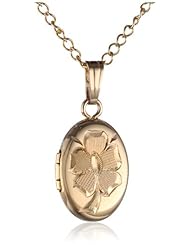 Childrens 14k Gold-Filled Hand Engraved Oval Locket Necklace, 15"