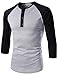 NEARKIN Unisex 3/4 Henley Neck Raglan Sleeve Slim Cut Tshirts