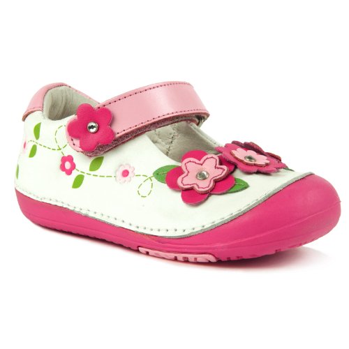 Momo Baby Girls First Walker/Toddler Floral Sparkle Mary Jane Leather Shoes