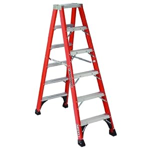Louisville Ladder FM1414HD Fiberglass Twin Front Ladder, 14 Feet, 375 Pound Duty Rating