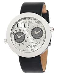 ELLETIME Womens EL20033S08C Dual Time Black Leather Watch