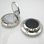 Black Leather Foldable Purse Hook w/ Mirror Compact