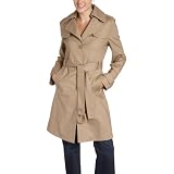 Kenneth Cole Reaction Women's Cotton Single Breasted Belted Trench Coat With Pick Stitch Detail