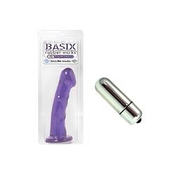 Pipedream Products Basix Rubber Works - 6.5 Inch Dong with Suction Cup Purple Adult Sex Toy Kit