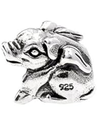 SilveRado(tm) MS230 Sterling Silver Flying pig Bead / Charm