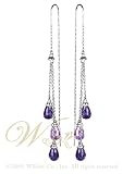 STUDIO 925: *AMETHYST/LAVENDER CZ SWAG BRIOLETTE THREADER EARRINGS*