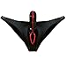 YiZYiF Mens Leather Look Bikinis Swimwear Long Pouch with Scrotum Hole Underwear Black X-Large