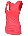 Meaneor Women's Sexy Deep V Neck Ruched Side Stretch Slim Sleeveless Tank Top
