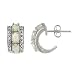 Sterling Silver Diamond-Accent 3 Oval Stone Created-Opal Wide Post 1/2 Hoop Earrings