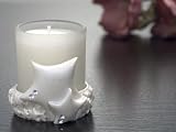 Glass Candle w Round Base w White Star w Clear Stones (Set of 24) - Baby Shower Gifts & Wedding F