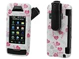 WHITE With PINK LOVE HEARTS DESIGN PROGUARD COVER HARD CASE PROTECTOR (With Optional Detachable Belt Clip) for VERIZON LG VX10000 VOYAGER - RETAIL PACKAGING