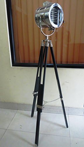 British Royal Master Searchlight Wood Tripod Floor Lamp
