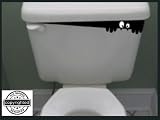 TOILET MONSTER Decal Bathroom Wall Art Funny Cute Vinyl Sticker
