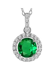 1.29 Ct Round Natural Green Nano Emerald 925 Sterling Silver Pendant