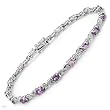 Bracelet With 2.66ctw Precious Stones - Genuine Amethysts and Diamonds in White Gold. Total item weight 7.0g Length 7in