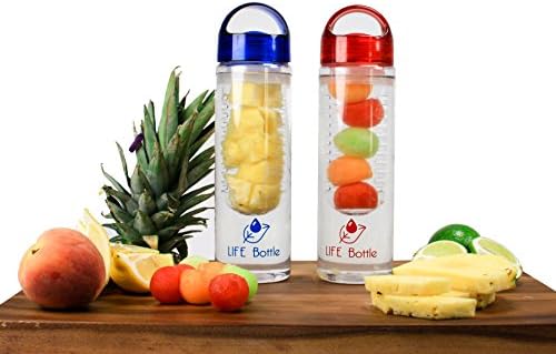 Life Bottle Fruit Infuser Water Bottle, Create Natural Flavored Water, Delicious & Healthy, Easy to Use Water Bottle Infuser, Made from BPA Free Tritan Plastic, Red