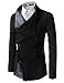 (GD93) Slim Stylish Unbalanced Metallic Leather Point Knitted Cardigan Sweaters Black US 2XL(Tag Size 3XL)