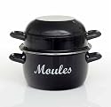 ICD Mussels Pot Black (20cm Diam) - ingenious lid can be used for empty shells