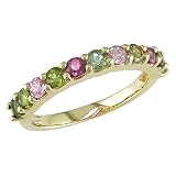 14k Yellow Gold Multi Tourmaline Band
