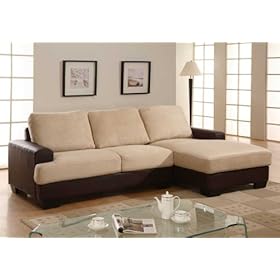 2 pcs Sectional Microfiber Sofa Set, Item#PACESETTER, Lighthouse Fawn/Pecos Saddle