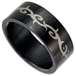 Black Stainless Steel Band with Celtic Design Sizes 8-13