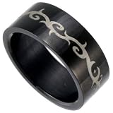 Black Stainless Steel Band with Celtic Design Sizes 8-13