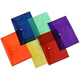 Lightahead&reg; LA-7550 Clear document folder with snap button,Premium Quality Poly Envelope, US LETTER / A4 size, Set of 6 in 6 assorted Colors, Blue, Green, Orange, Yellow, Purple, Maroon