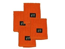 Ribbed Terry Cotton Dish Cloths (Mandarin Orange, 4-Pack)
