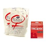 Trojan NON LUBRICATED Latex Condoms Lubricated 36 ea and FC Reality Female Condom Non Latex 10 condoms Safe Sex Kit