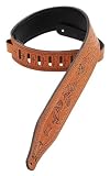 Levy's Leathers Carving Leather Tooled Guitar Strap,Russet