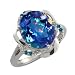 4.19 Ct Oval Millenium Blue Mystic Quartz and Diamond Argentium Silver Ring