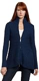 Kensie Womens Tweeded Knit Zip Cardigan, Royal Indigo Mix, Large