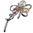 Tri-Color Cultured Pearl Platinum Overlay CAREFREE Sterling Silver Stem Brooch Pin Tri-Color Cultured Pearl Platinum Overlay CAREFREE Sterling Silver Stem Brooch Pin