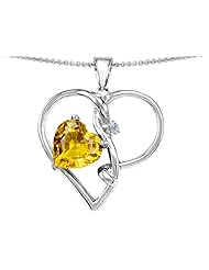 Original Star K (tm) Large 10mm Heart Shaped Simulated Yellow Sapphire Knotted Pendant in .925 Sterling Silver