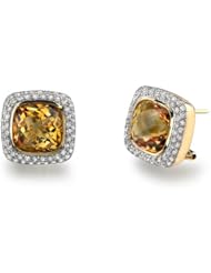 14k Yellow Gold 0.93 Ctw Citrine and Diamond Earrings