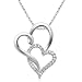 Sterling Silver Diamond Double Open Heart Pendant (1/10 cttw, I-J Color, I2-I3 Clarity), 18