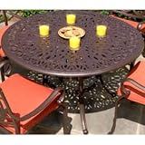 Alfresco Home Farfalla Kaleidoscope 48 inch Round Dining Table w/ Umbrella Hole