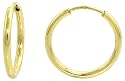 10k Yellow Gold Thin Hoop Earrings, 1/2" (12mm) diameter