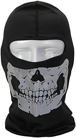 Full Face Motorcycle Bicycle Cycling Lycra Printing Face Mask Hood Neck Balaclava Hat-White